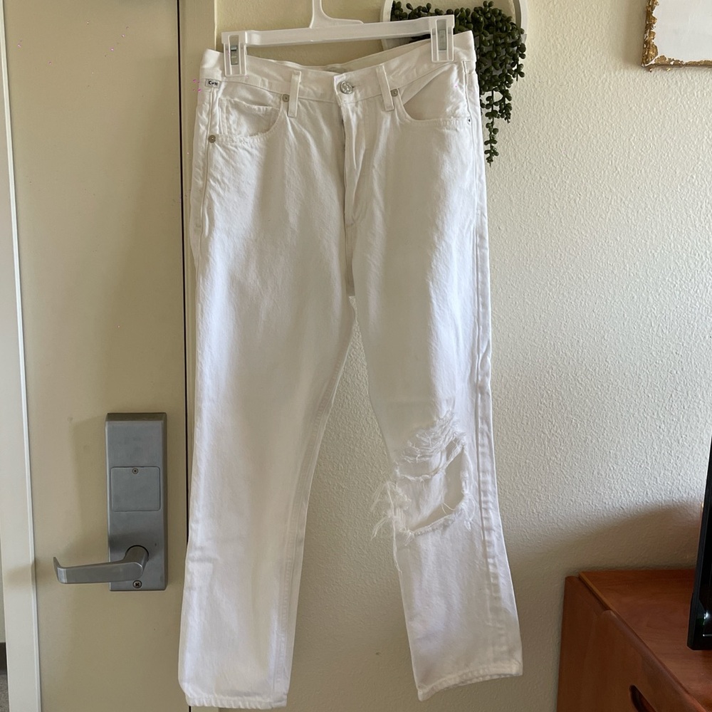 High rise white jeans